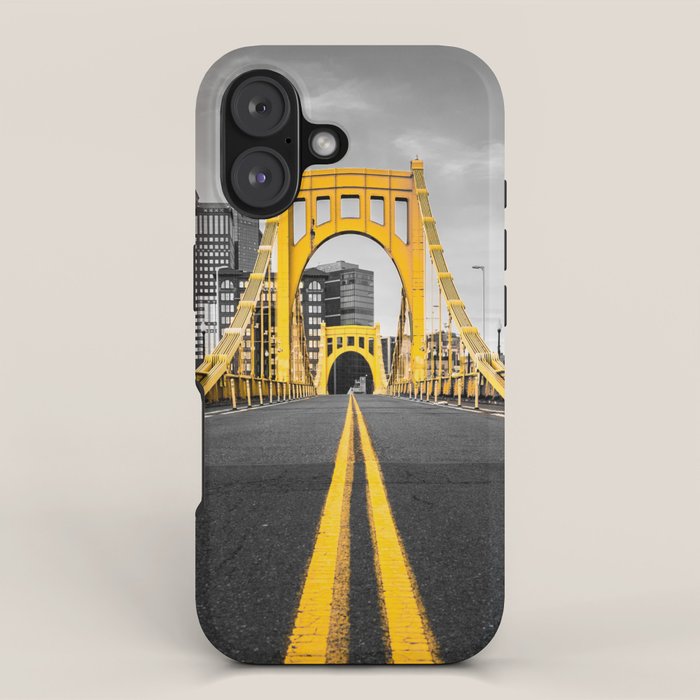 Pittsburgh Pennsylvania Steel City Skyline Bridge Black And White Photography Print iPhone Case Gallery Image 1