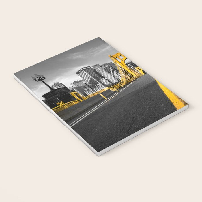 Pittsburgh Pennsylvania Steel City Skyline Bridge Black And White Photography Print Notebook Gallery Image 3