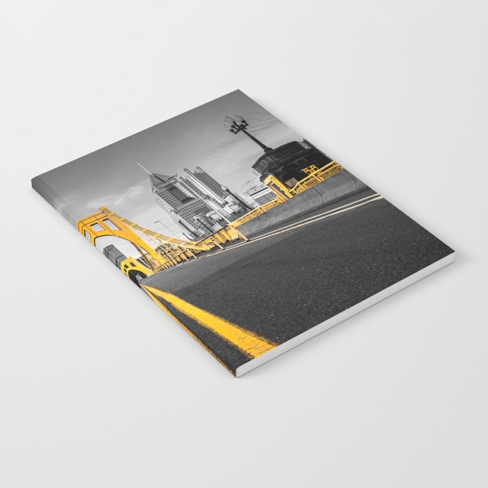 Pittsburgh Pennsylvania Steel City Skyline Bridge Black And White Photography Print Notebook Gallery Image 2