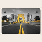 Pittsburgh Pennsylvania Steel City Skyline Bridge Black And White Photography Print Cutting Board Gallery Image 1