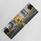 Pittsburgh Pennsylvania Steel City Skyline Bridge Black And White Photography Print Yoga Mat Gallery Image 1