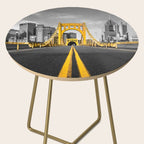 Pittsburgh Pennsylvania Steel City Skyline Bridge Black And White Photography Print Side Table Gallery Image 2