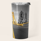 Pittsburgh Pennsylvania Steel City Skyline Bridge Black And White Photography Print Travel Mug Gallery Image 2