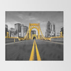 Pittsburgh Pennsylvania Steel City Skyline Bridge Black And White Photography Print Throw Blanket Gallery Image 2