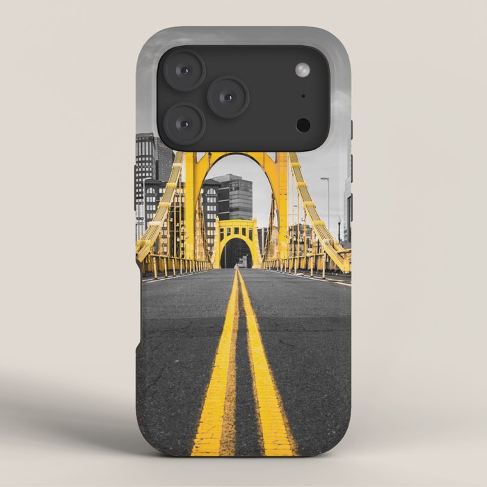 Pittsburgh Pennsylvania Steel City Skyline Bridge Black And White Photography Print iPhone Case Gallery Image 3