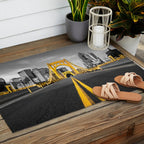 Pittsburgh Pennsylvania Steel City Skyline Bridge Black And White Photography Print Outdoor Rug Gallery Image 2