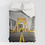 Pittsburgh Pennsylvania Steel City Skyline Bridge Black And White Photography Print Comforter Gallery Image 6