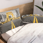 Pittsburgh Pennsylvania Steel City Skyline Bridge Black And White Photography Print Pillow Sham Gallery Image 2