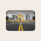 Pittsburgh Pennsylvania Steel City Skyline Bridge Black And White Photography Print Bath Mat Gallery Image 1