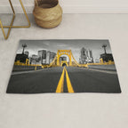 Pittsburgh Pennsylvania Steel City Skyline Bridge Black And White Photography Print Rug Gallery Image 1
