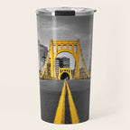 Pittsburgh Pennsylvania Steel City Skyline Bridge Black And White Photography Print Travel Mug Gallery Image 1