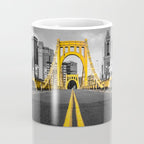 Pittsburgh Pennsylvania Steel City Skyline Bridge Black And White Photography Print Coffee Mug Gallery Image 4