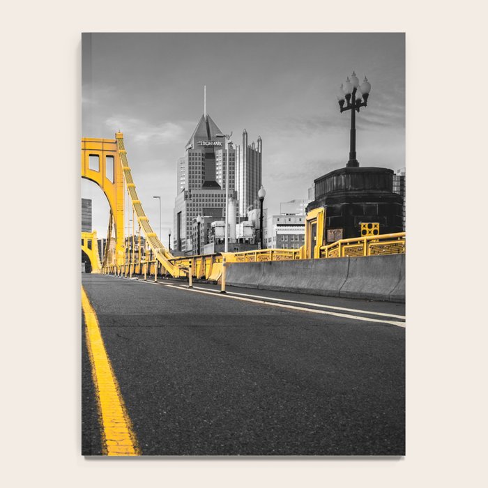 Pittsburgh Pennsylvania Steel City Skyline Bridge Black And White Photography Print Notebook Gallery Image 4