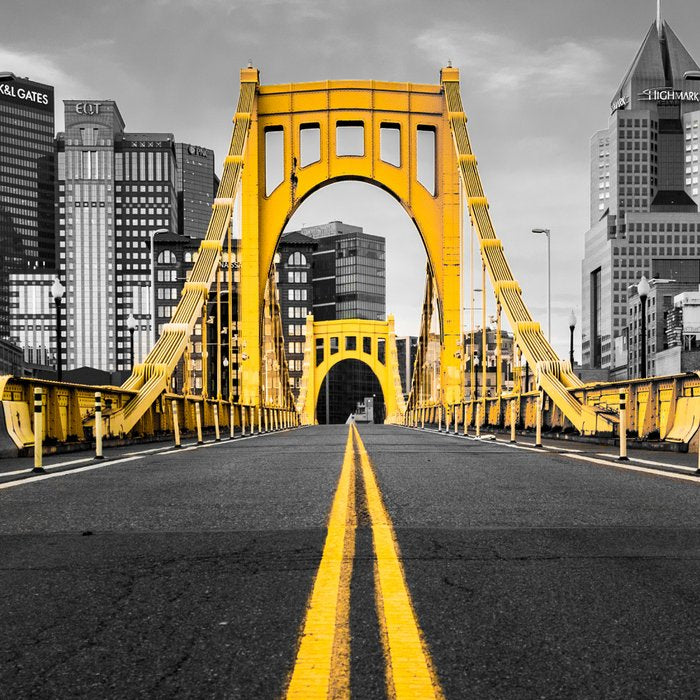 Pittsburgh Pennsylvania Steel City Skyline Bridge Black And White Photography Print Coffee Mug Gallery Image 2