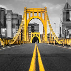 Pittsburgh Pennsylvania Steel City Skyline Bridge Black And White Photography Print Coffee Mug Gallery Image 2