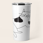 Black and white cat with yarn Travel Mug Gallery Image 1