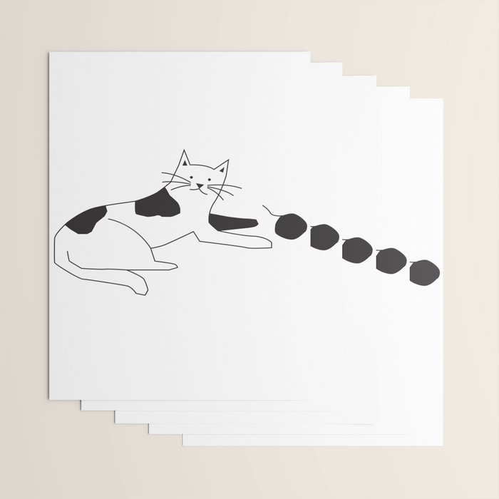 Black and white cat with yarn Wrapping Paper Gallery Image 3