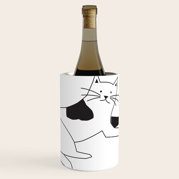 Black and white cat with yarn Wine Chiller Gallery Image 1