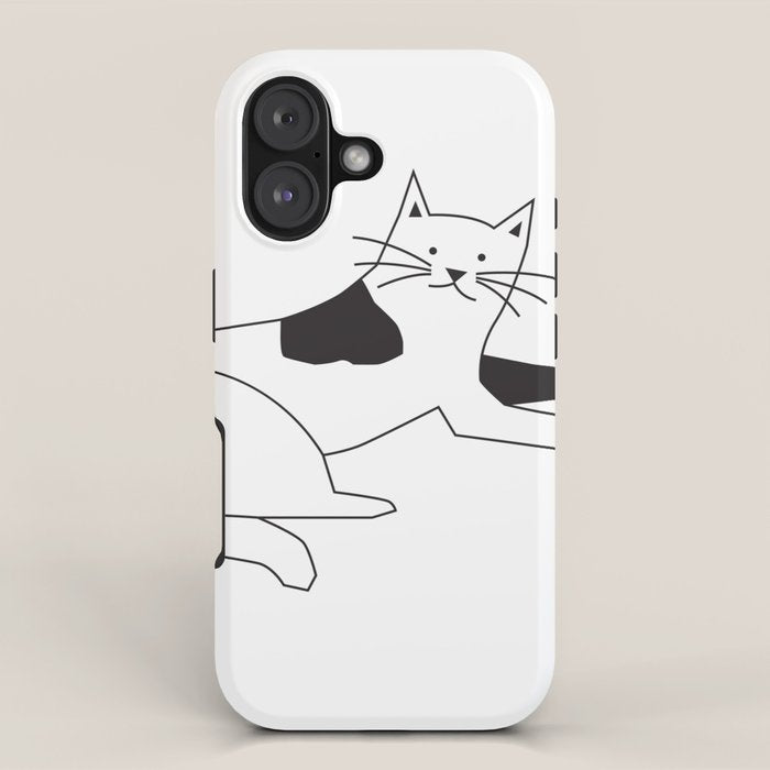 Black and white cat with yarn iPhone Case Gallery Image 1