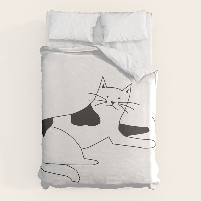 Black and white cat with yarn Duvet Cover Gallery Image 6
