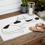 Black and white cat with yarn Outdoor Rug Gallery Image 2