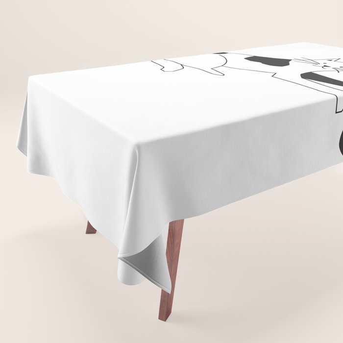 Black and white cat with yarn Tablecloth Gallery Image 1