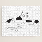 Black and white cat with yarn Jigsaw Puzzle Gallery Image 1