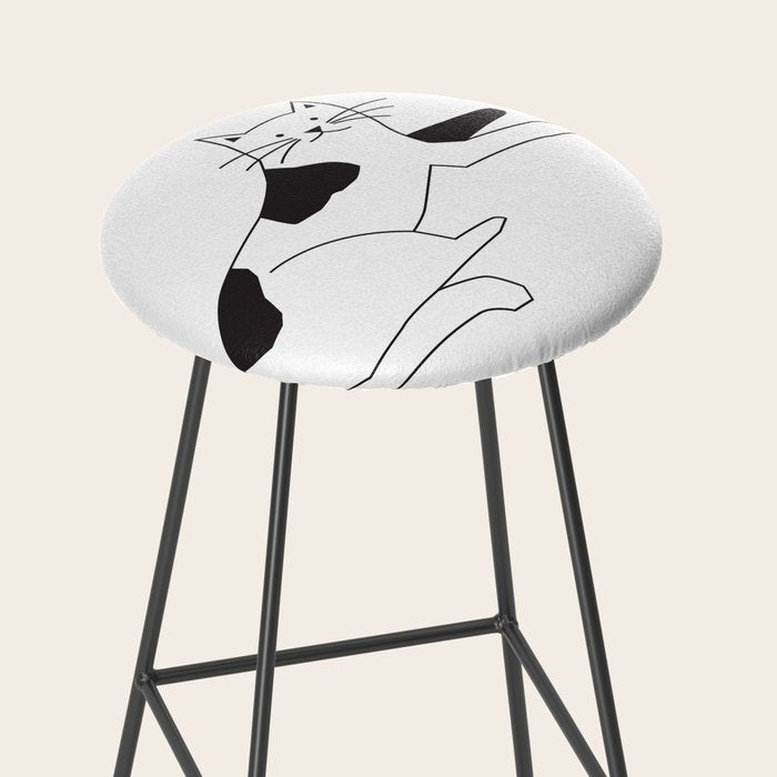 Black and white cat with yarn Stool Gallery Image 2