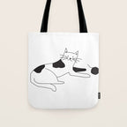 Black and white cat with yarn Tote Bag Gallery Image 1