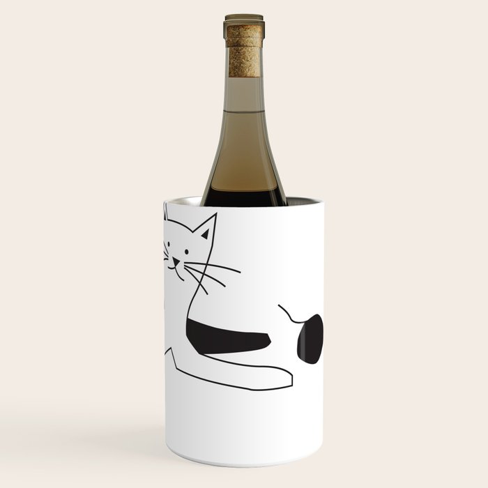 Black and white cat with yarn Wine Chiller Gallery Image 3