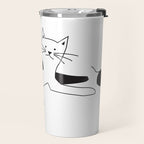 Black and white cat with yarn Travel Mug Gallery Image 2