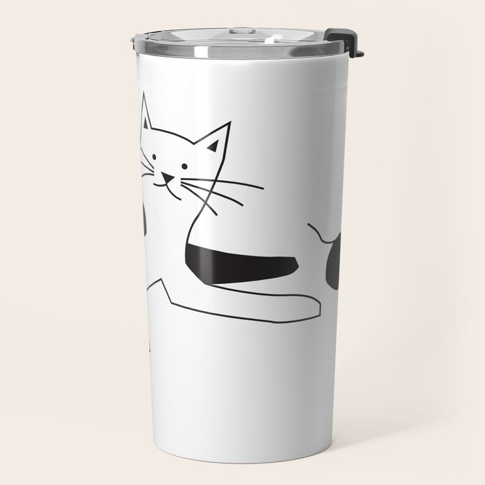 Black and white cat with yarn Travel Mug Gallery Image 2
