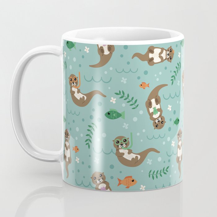 Kawaii Otters Playing Underwater Coffee Mug Gallery Image 3