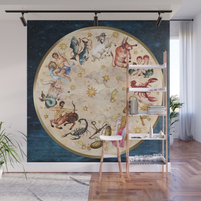 Vintage Astrology Zodiac Wheel Wall Mural Gallery Image 1