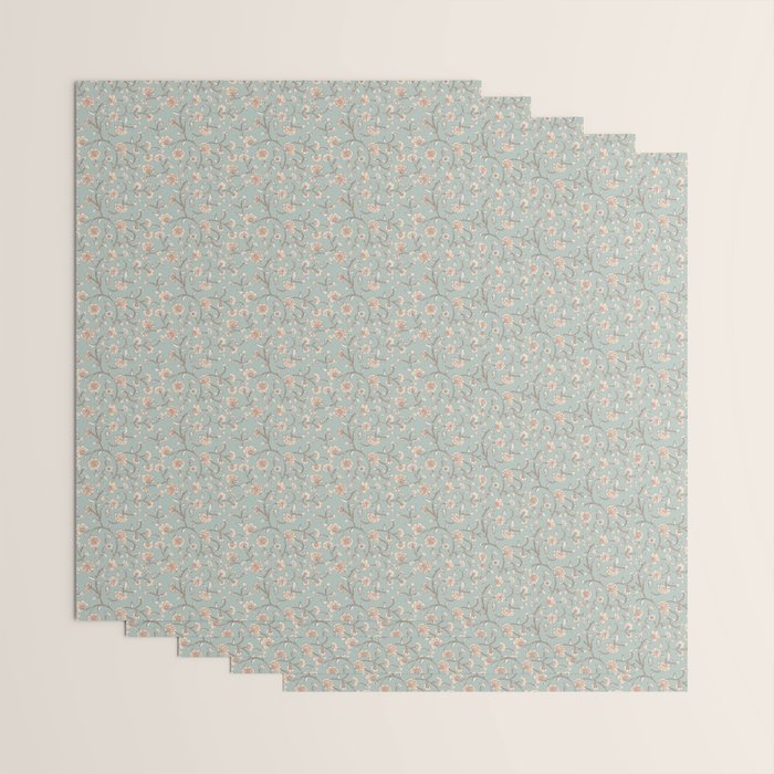 Ditsy Trailing Block Print Floral - Light Sage Green Wrapping Paper Gallery Image 3