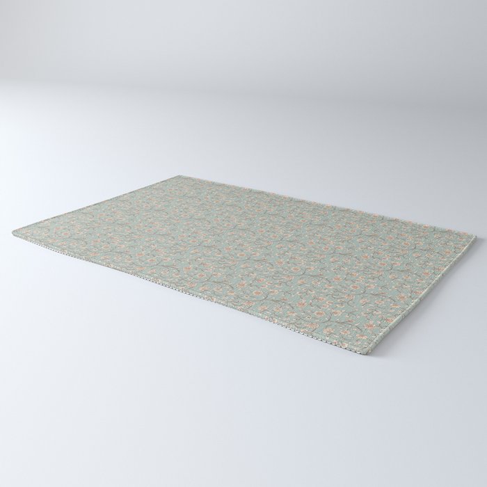 Ditsy Trailing Block Print Floral - Light Sage Green Rug Gallery Image 3