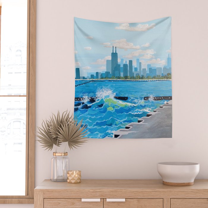 City on the Lake Wall Tapestry Gallery Image 2