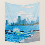 City on the Lake Wall Tapestry Gallery Image 4