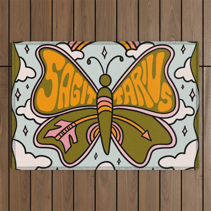Sagittarius Butterfly Outdoor Rug Gallery Image 1