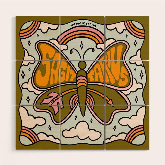 Sagittarius Butterfly Wood Wall Art Gallery Image 1