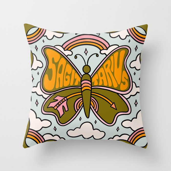 Sagittarius Butterfly Throw Pillow Gallery Image 1