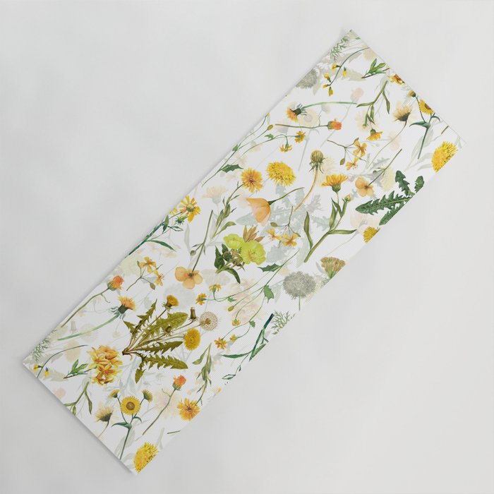 Scandinavian Yellow Wildflowers Botanical Summer Meadow Yoga Mat Gallery Image 1