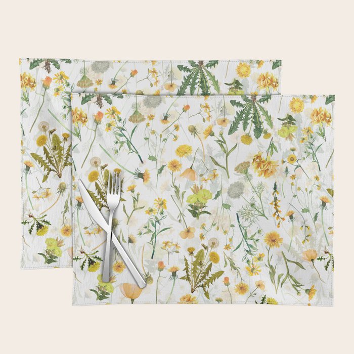 Scandinavian Yellow Wildflowers Botanical Summer Meadow Placemat Gallery Image 1
