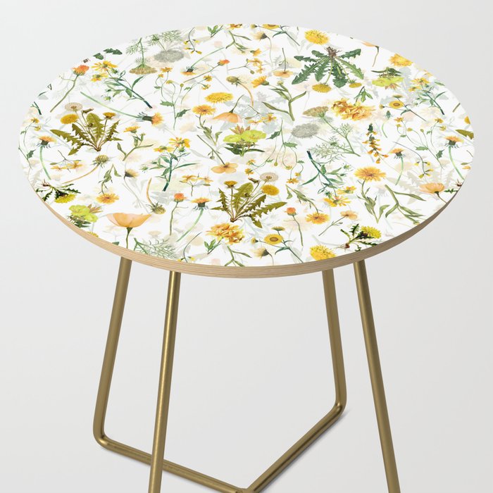 Scandinavian Yellow Wildflowers Botanical Summer Meadow Side Table Gallery Image 2