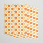 Retro Flower Double Checker in Yellow & Orange Wrapping Paper Gallery Image 3