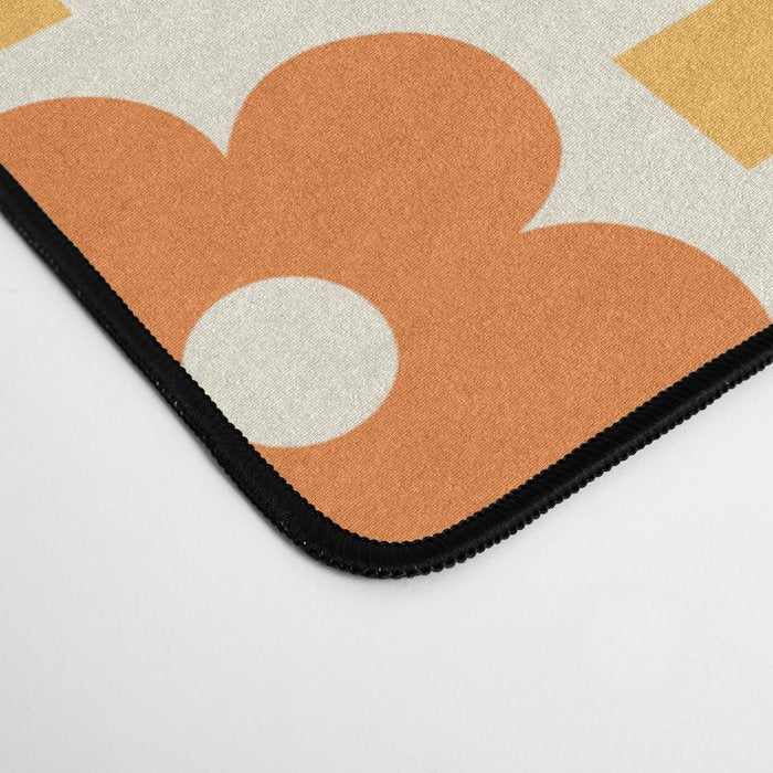 Retro Flower Double Checker in Yellow & Orange Desk Mat Gallery Image 4