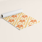 Retro Flower Double Checker in Yellow & Orange Yoga Mat Gallery Image 2