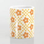 Retro Flower Double Checker in Yellow & Orange Coffee Mug Gallery Image 4
