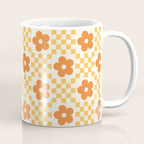 Retro Flower Double Checker in Yellow & Orange Coffee Mug Gallery Image 1