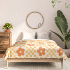 Retro Flower Double Checker in Yellow & Orange Comforter Gallery Image 3